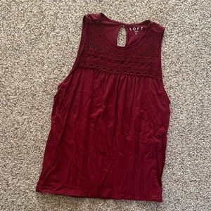 LOFT Rich Burgundy Crochet Detail Tank Top